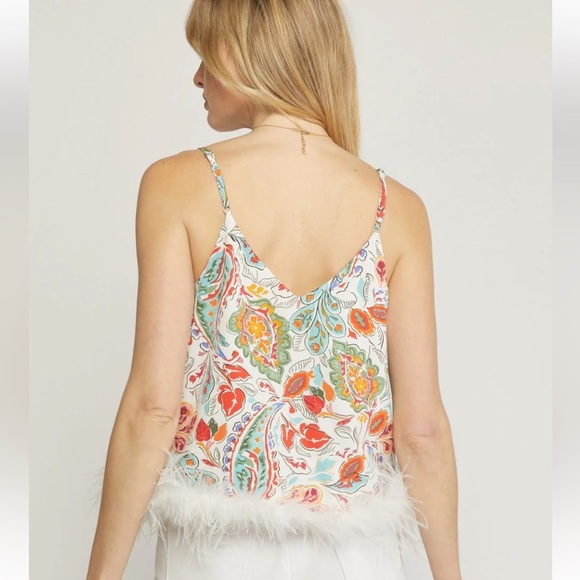 Anthropologie Entro satin Feathered paisley Tank Size L New - Picture 3 of 11
